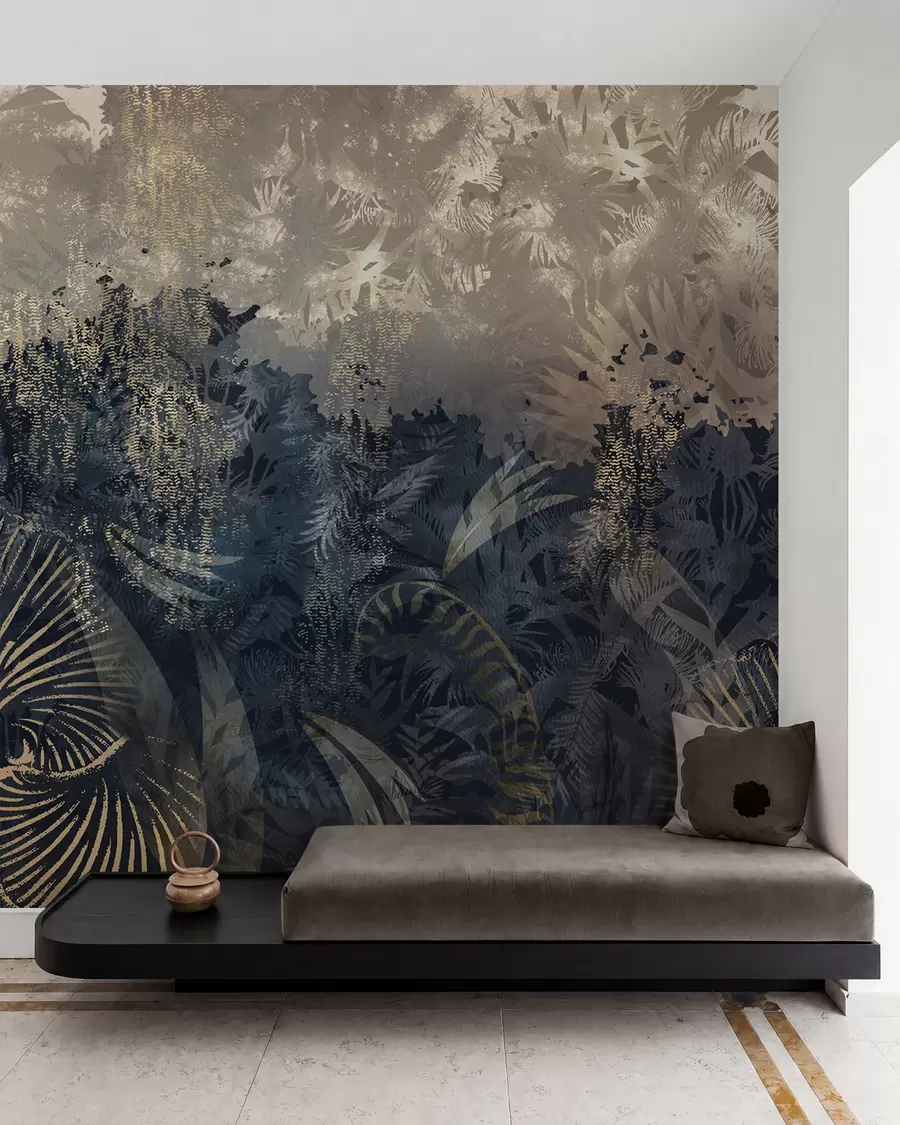 Wall Mural Photo Wallpaper Magical Africa with rainforest and vector elements with brown tint w02643v1