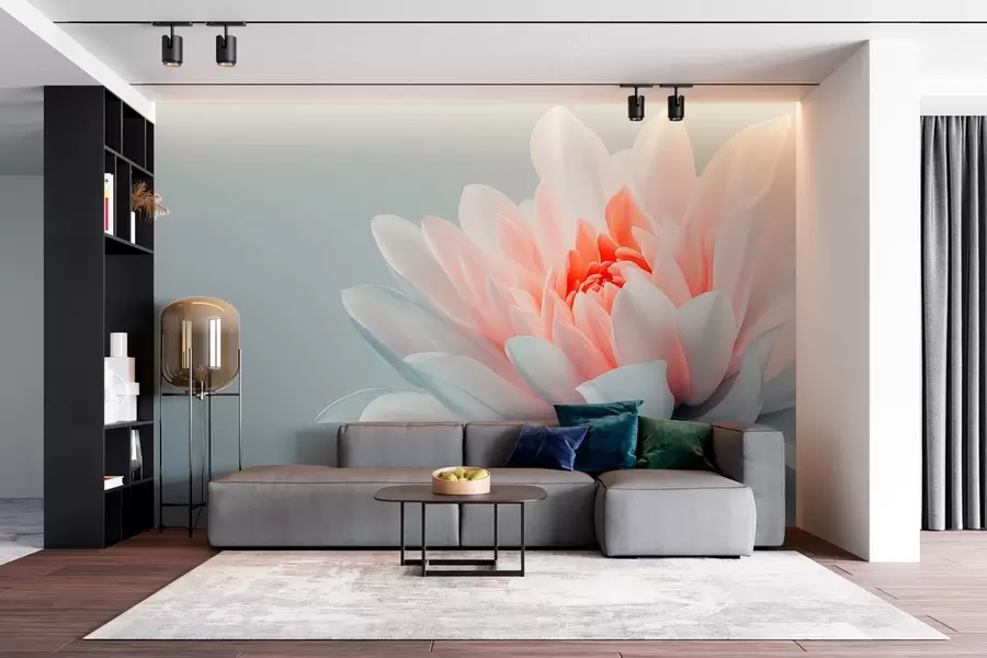 peintures murales Grande fleur sur fond gris w02906