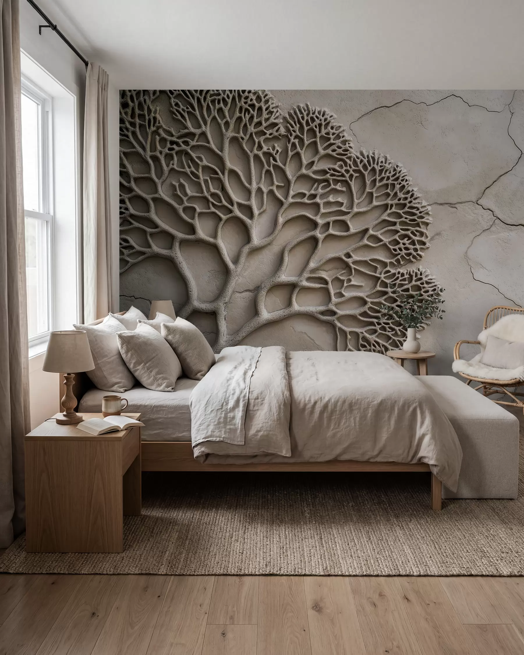 peintures murales Papier peint en relief avec bois et fissures w02908