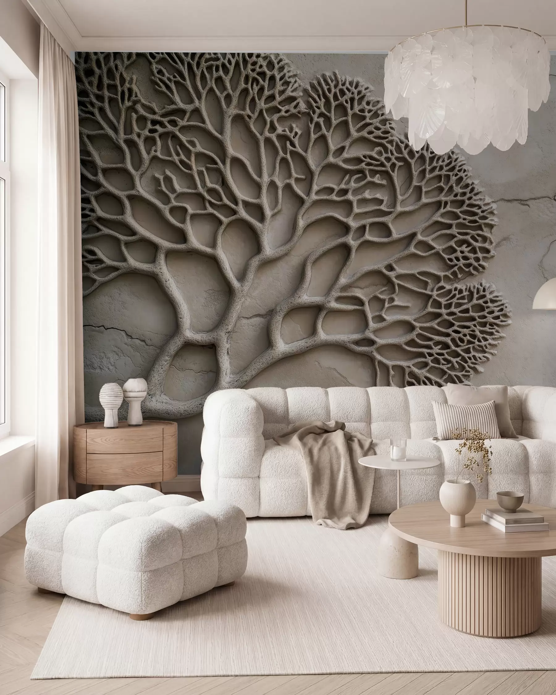 Wall Mural Photo Wallpaper Wallpaper in relief style with wood and cracks w02908