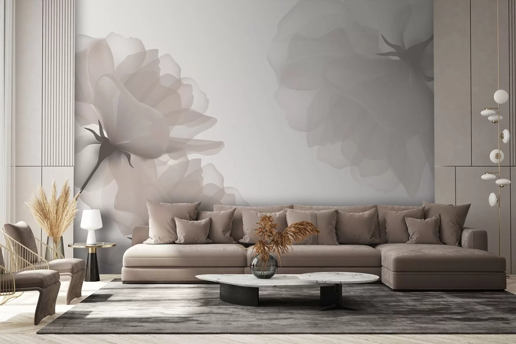 peintures murales Grandes fleurs délicates w02967