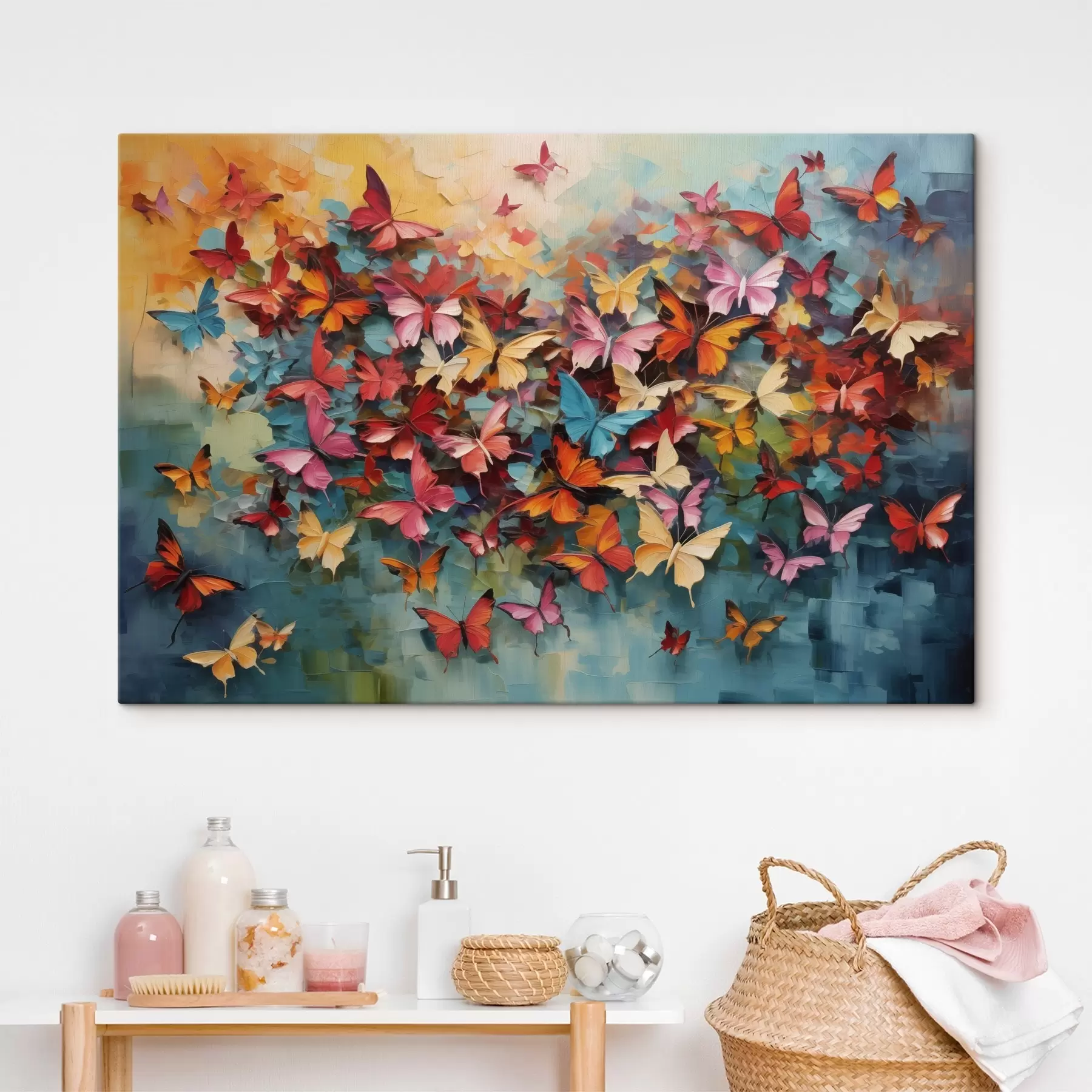 wall murals A vibrant array of butterflies in various colors imitation of oil painting s42728