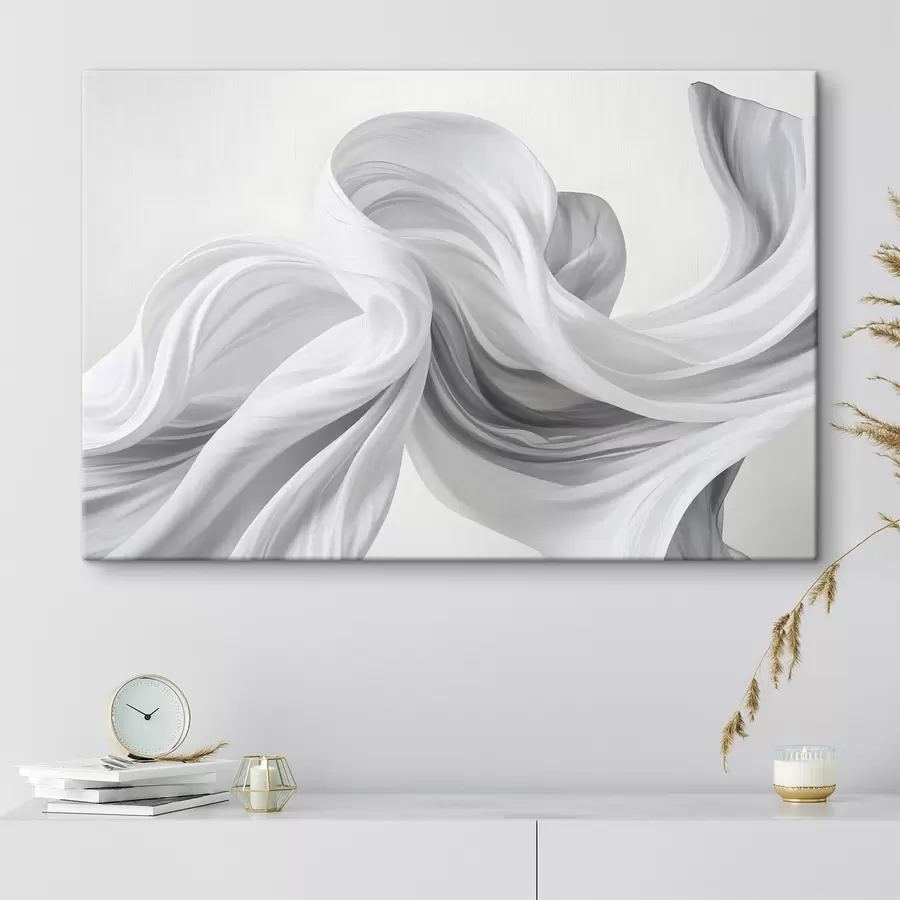 murales Formas blancas y grises en forma de tejido que se arremolinan y entrelazan sobre un fondo claro s42732