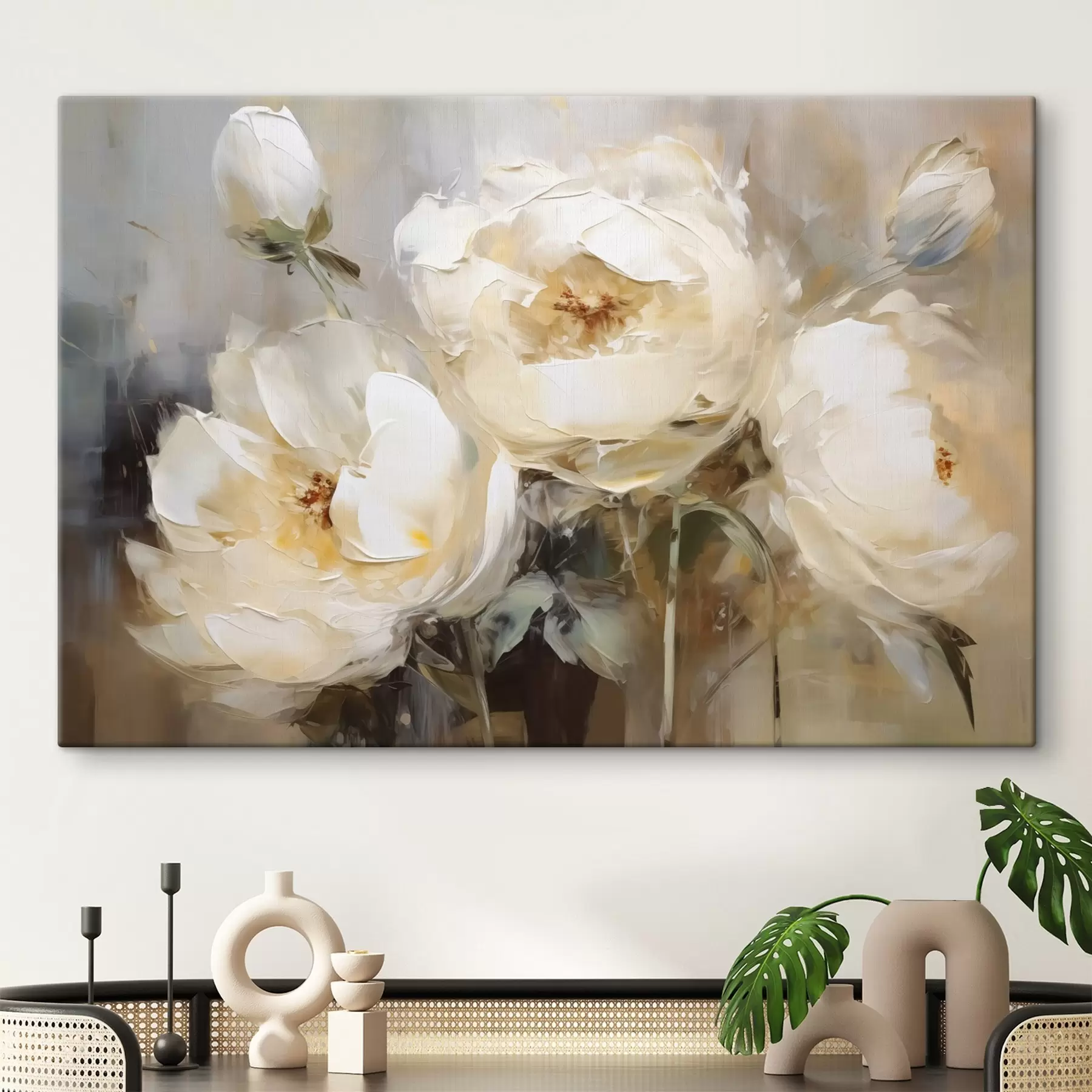 wall murals White peonies imitation painting s42752