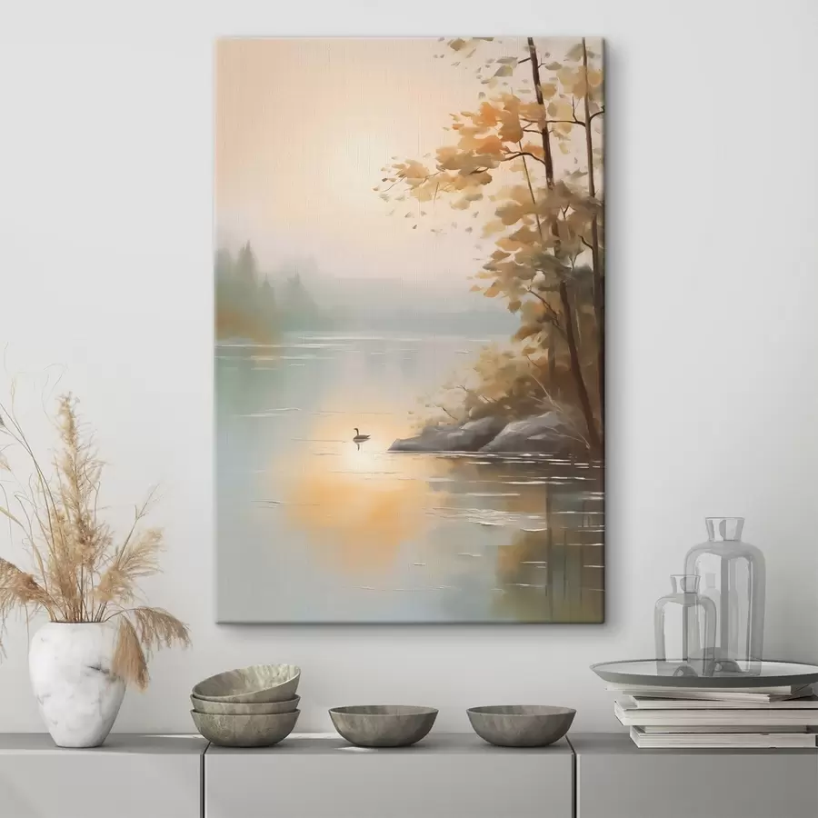 wall murals Tree by the pond landscape s42757