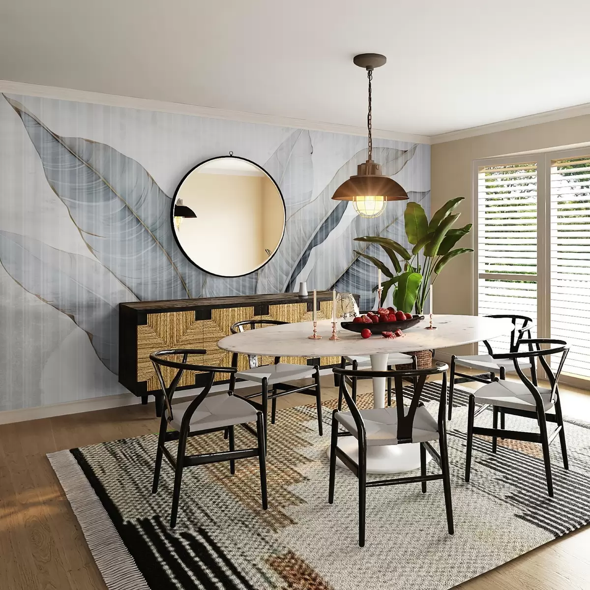 peintures murales Grandes feuilles sur le mur w02982