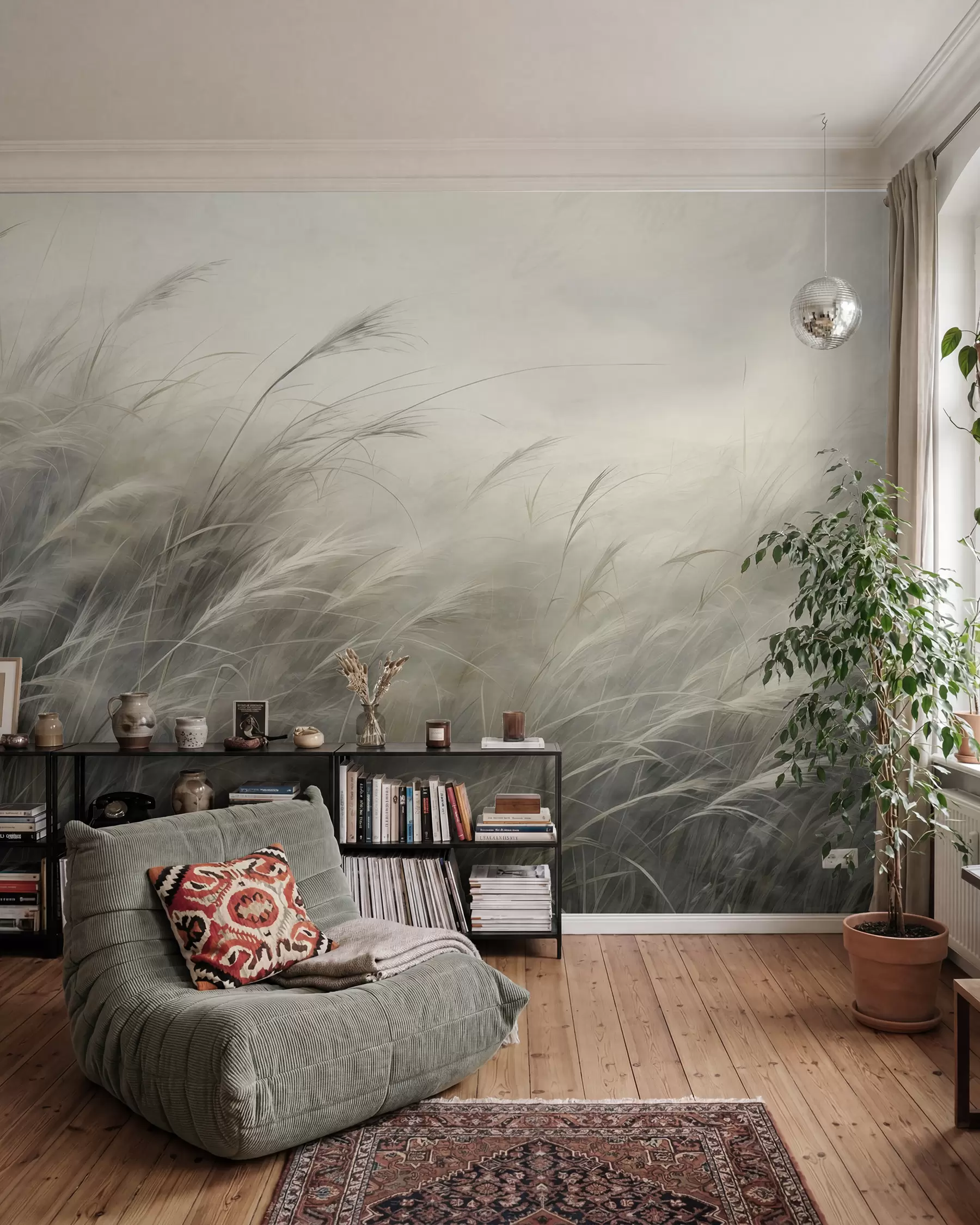 peintures murales Prairie au vent couleur sable w02985