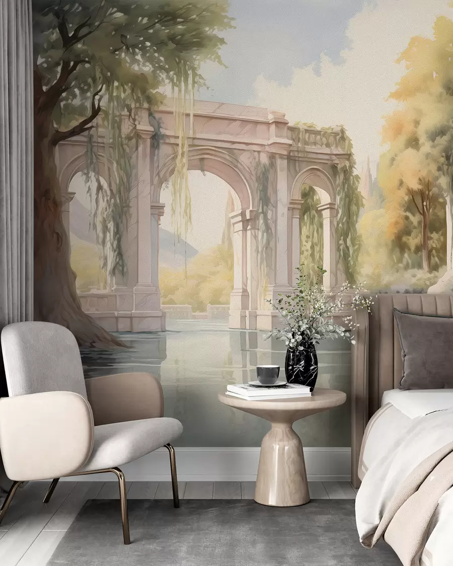 wall murals Painted landscape in oil style w02989