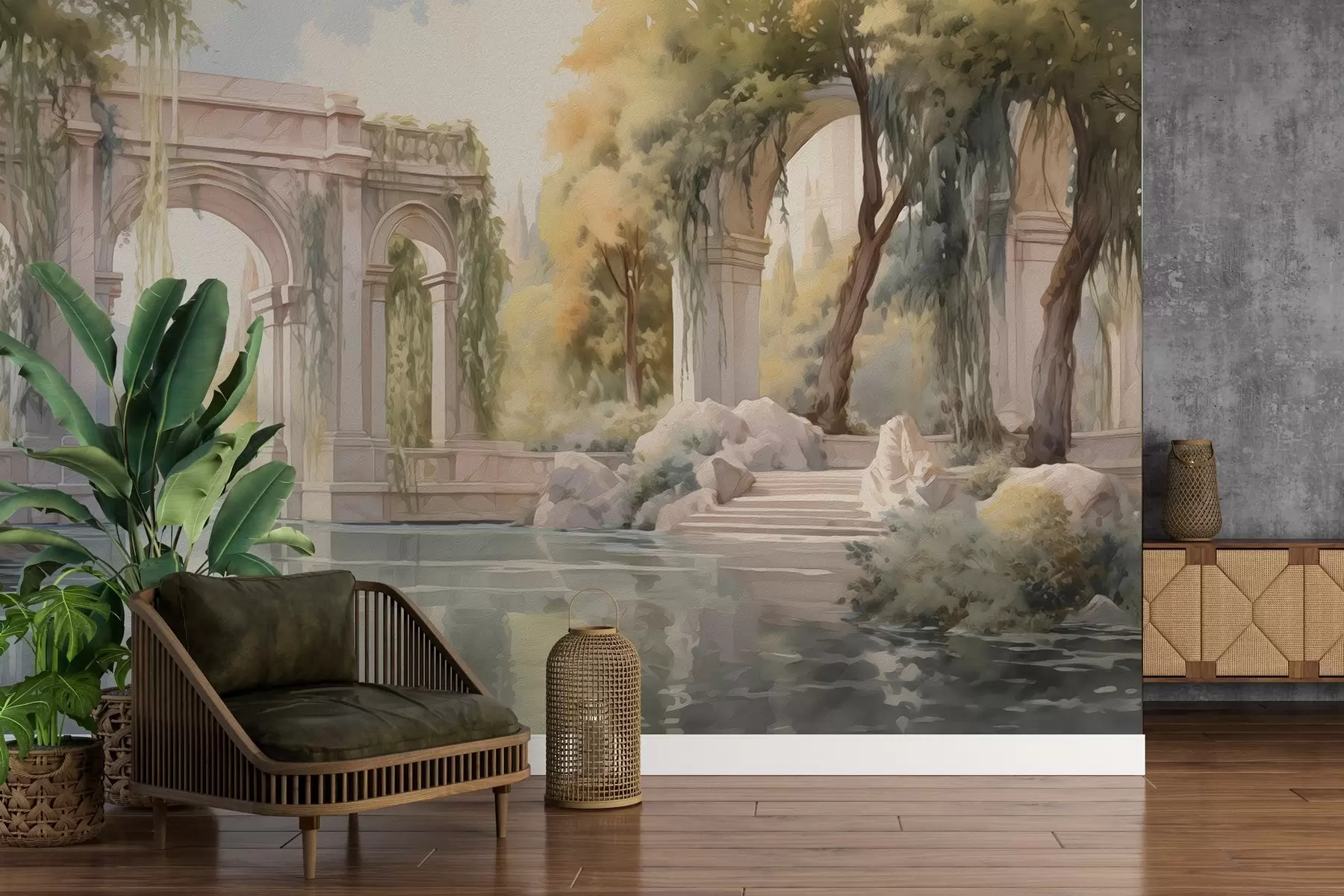 wall murals Painted landscape in oil style w02989