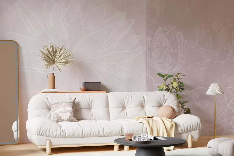 murales Flores de loto y geometría w03005v2