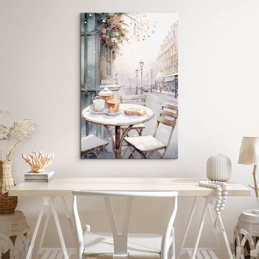 murales Estética cafetería callejera, Francia, panadería fresca, dibujo estilo acuarela s42798