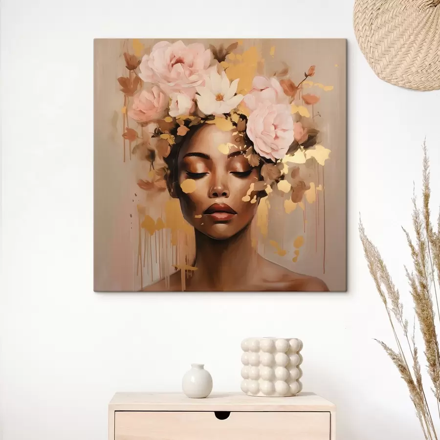 wall murals Girl with flower crown s42814