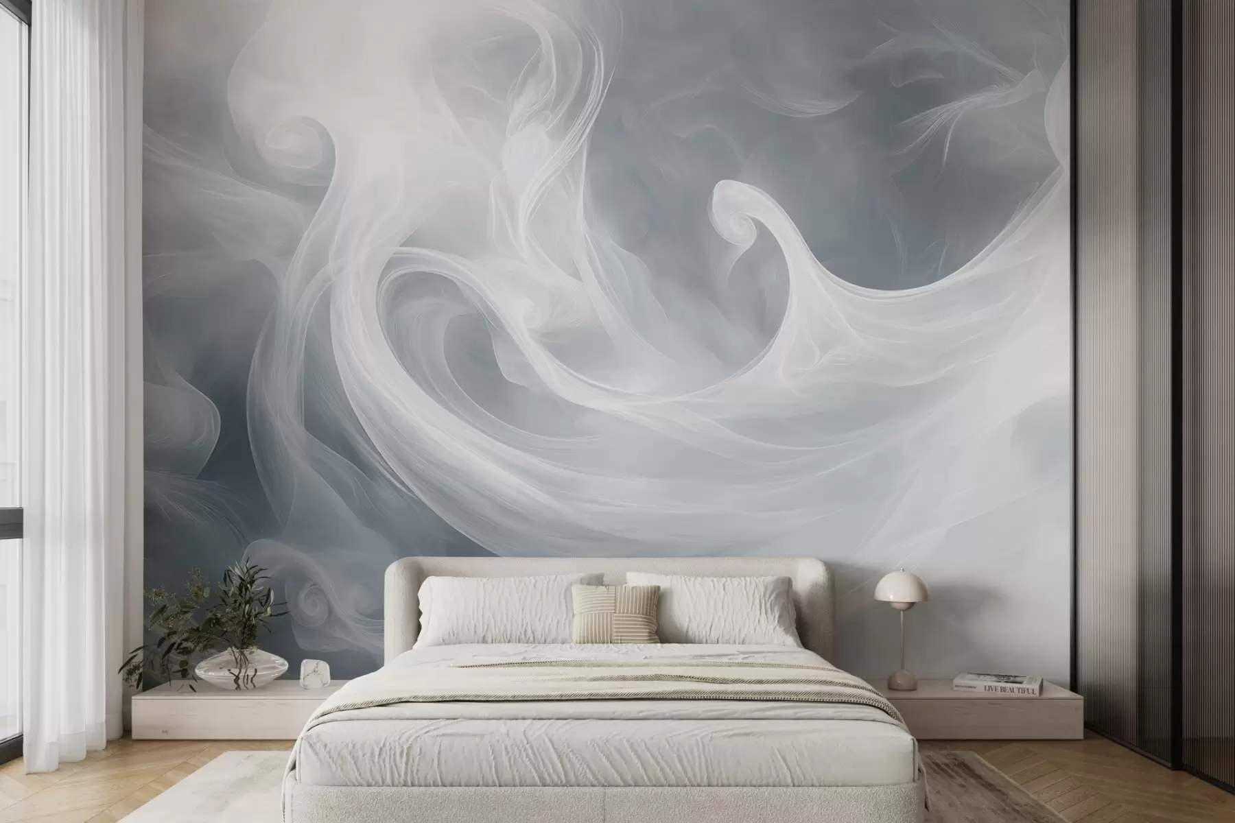 Wall Mural Photo Wallpaper Smoke abstraction in shades of blue w08708