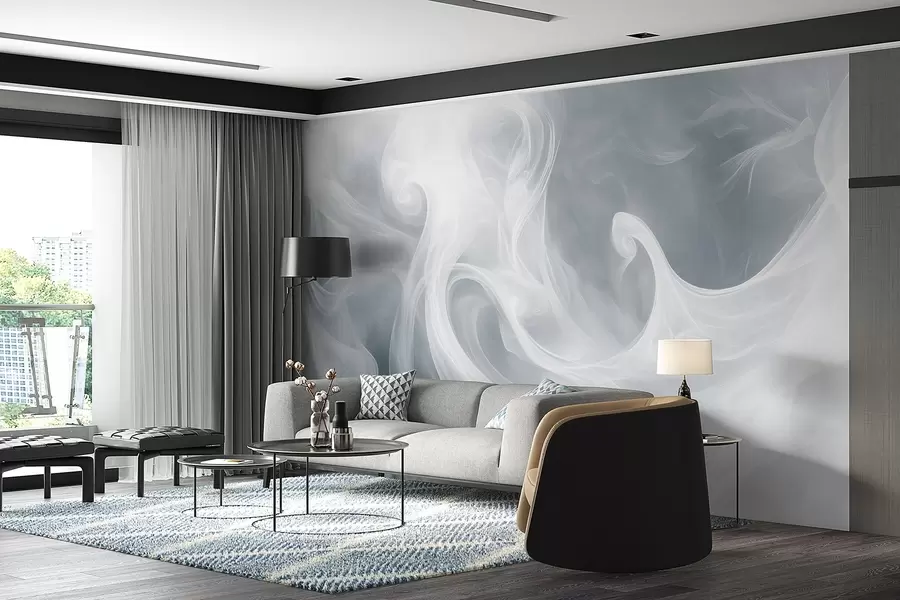 wall murals Smoke abstraction in shades of blue w08708