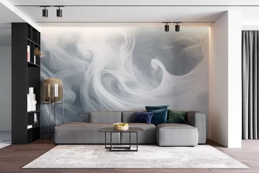 Wall Mural Photo Wallpaper Smoke abstraction in shades of blue w08708