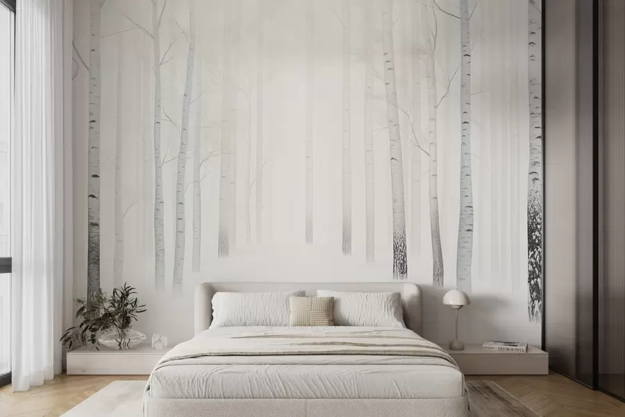 Wall Mural Photo Wallpaper Dense snowy forest in wintertime w08712