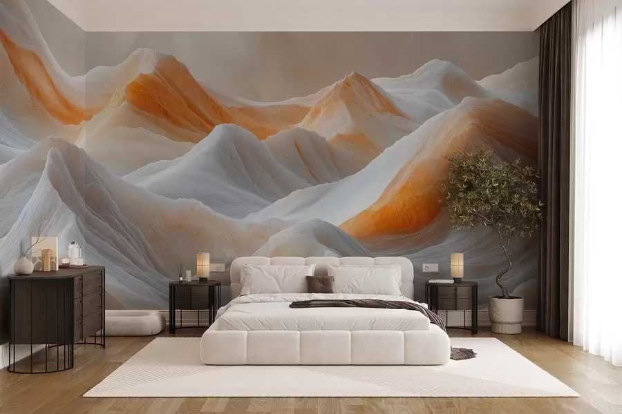Wall Mural Photo Wallpaper Mountain hills in orange-gray tones w08722