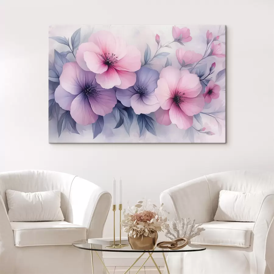 murales Delicadas flores rosas y moradas s42851
