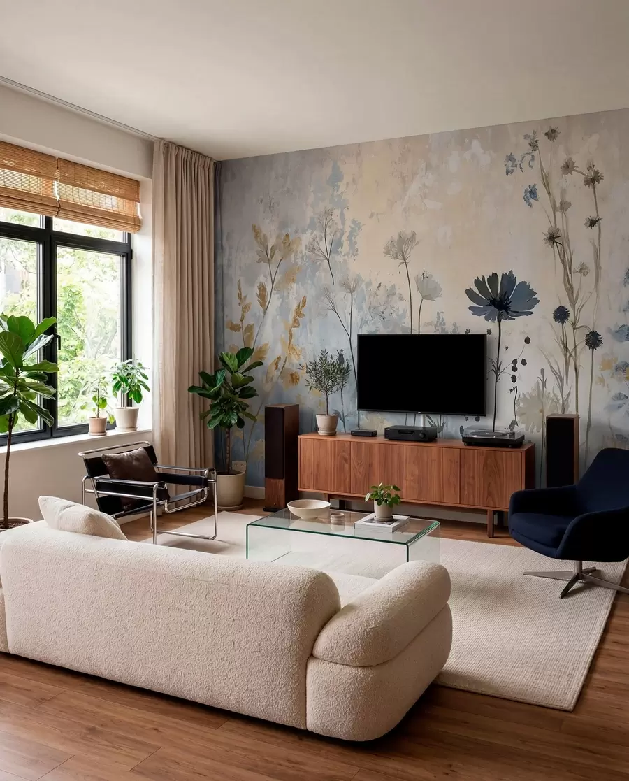 wall murals Wildflowers in an abstract manner w03022