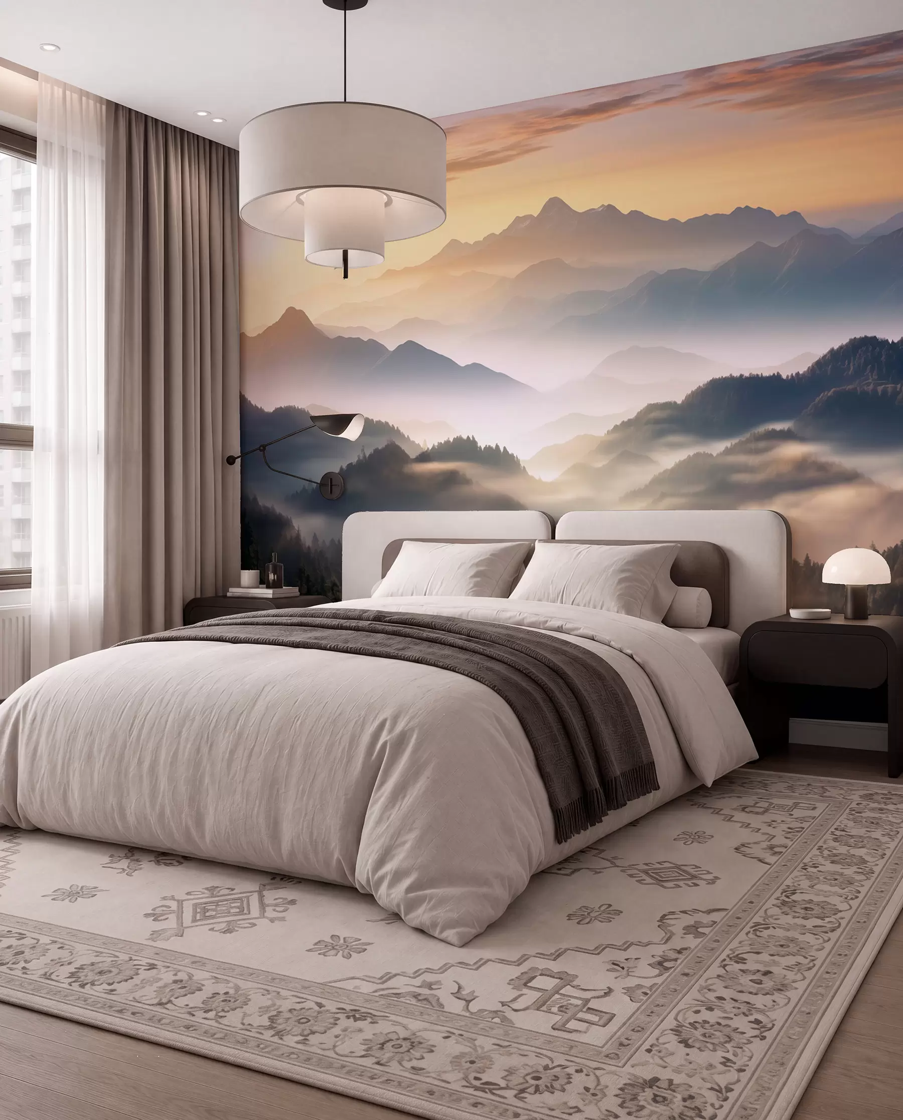 wall murals Mountain Dawn in Gold w08748