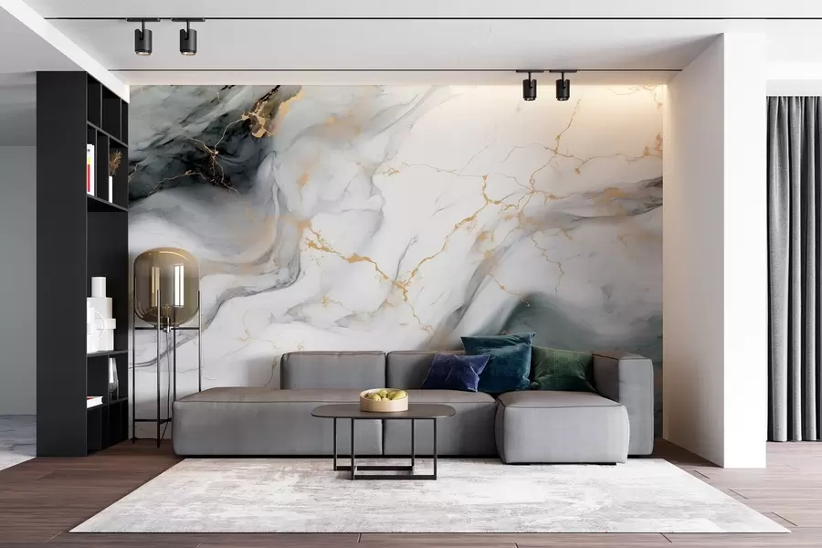 Wall Mural Photo Wallpaper Gray stone with a hint of jade green w08749