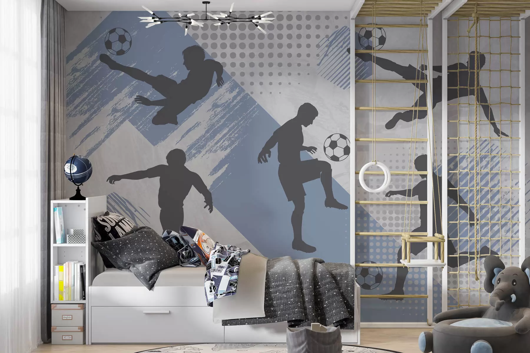 Wall Mural Photo Wallpaper Silhouettes of soccer players on an abstract background w03001v1
