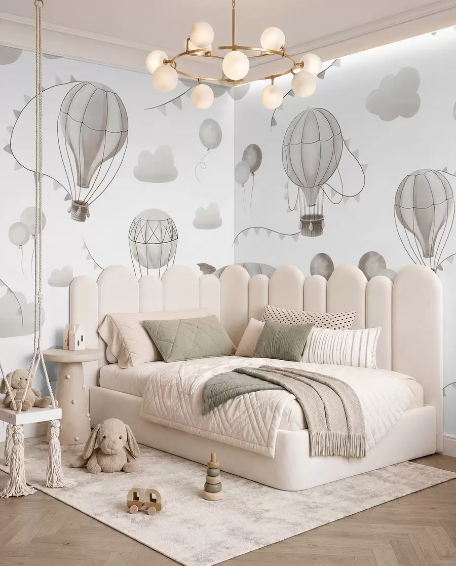 peintures murales Dessin aquarelle pour enfants avec ballons w08765v1