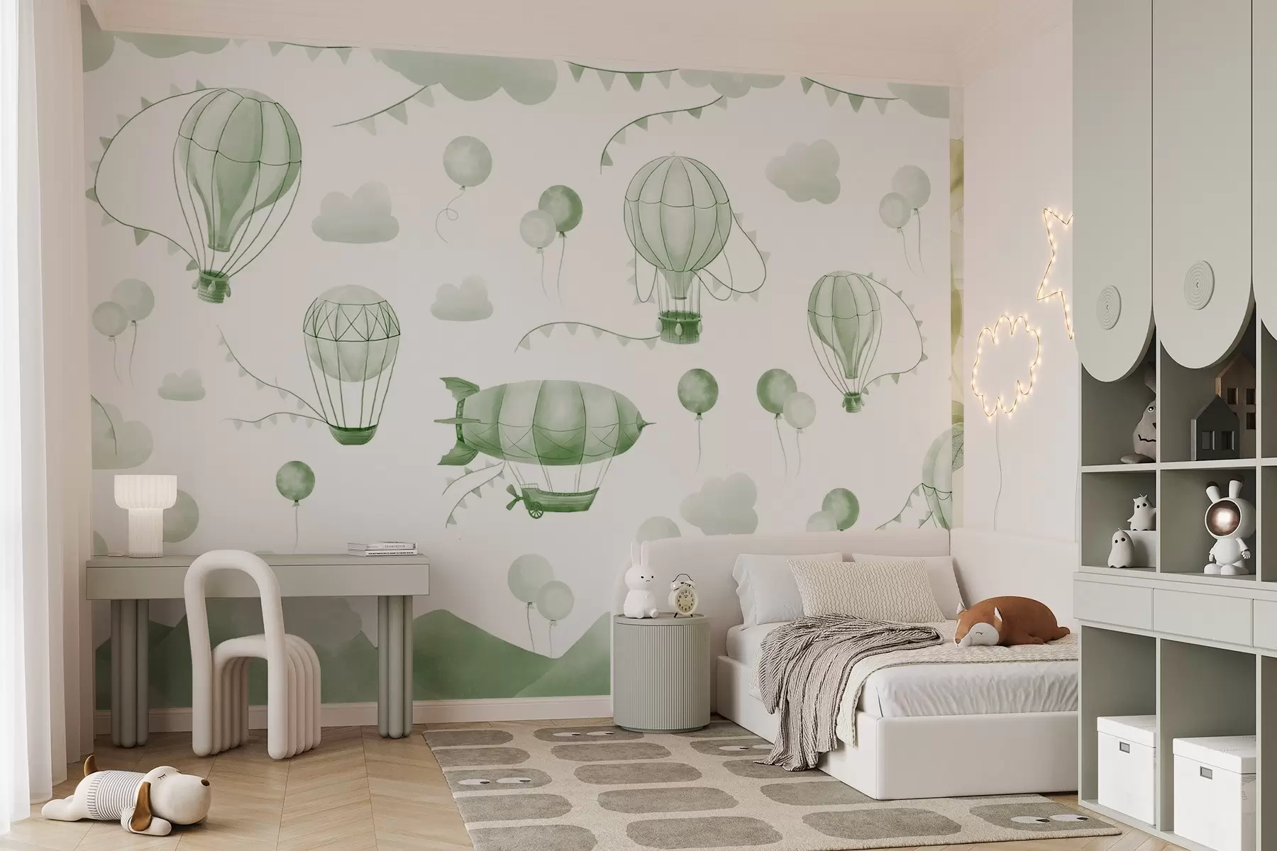 Wall Mural Photo Wallpaper Children's watercolor design with balloons w08765v3