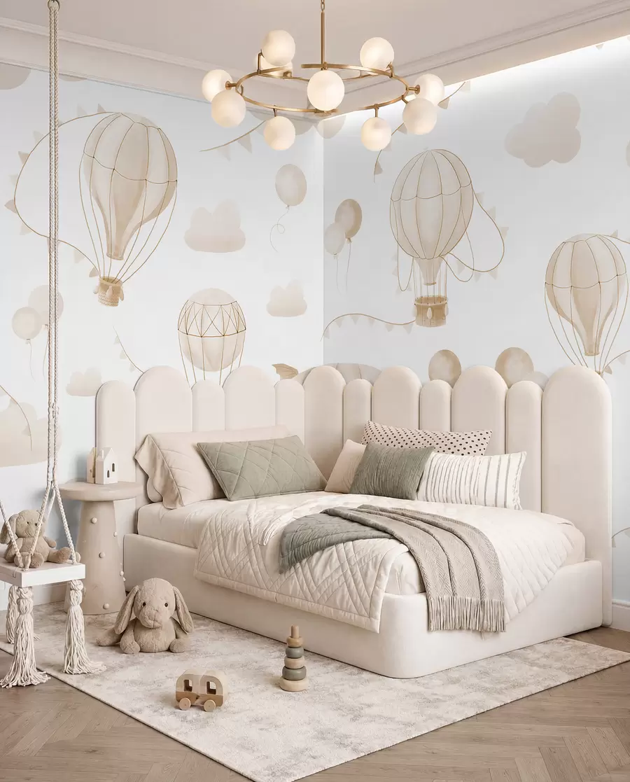 wall murals Children's watercolor design with balloons w08765v4