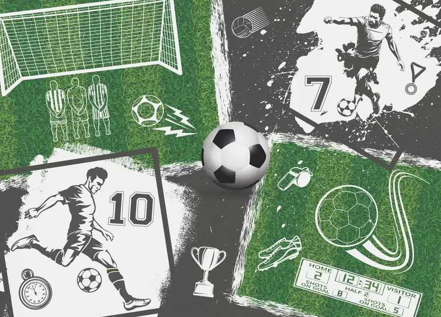 Wall Mural Photo Wallpaper Football players, ball and field w03121