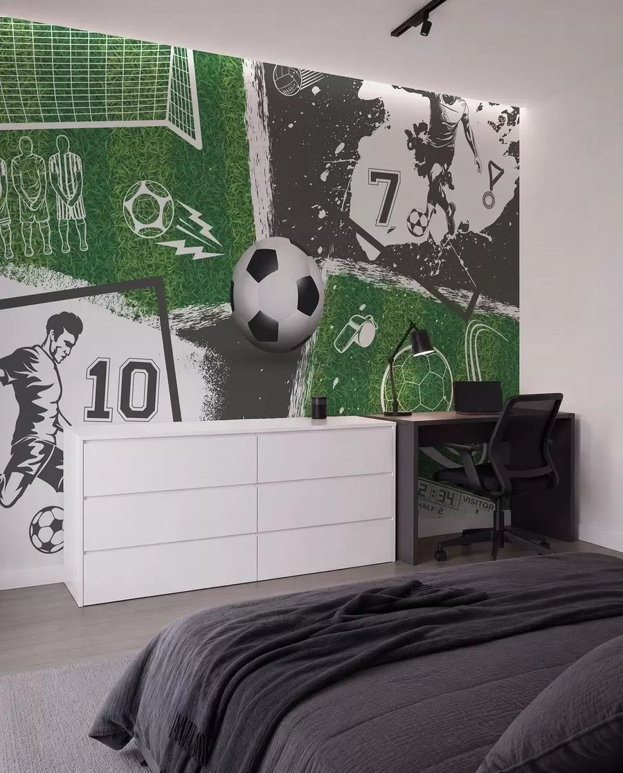 wall murals Football players, ball and field w03121