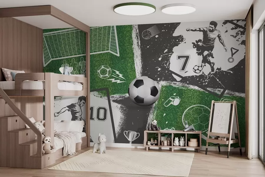 Wall Mural Photo Wallpaper Football players, ball and field w03121