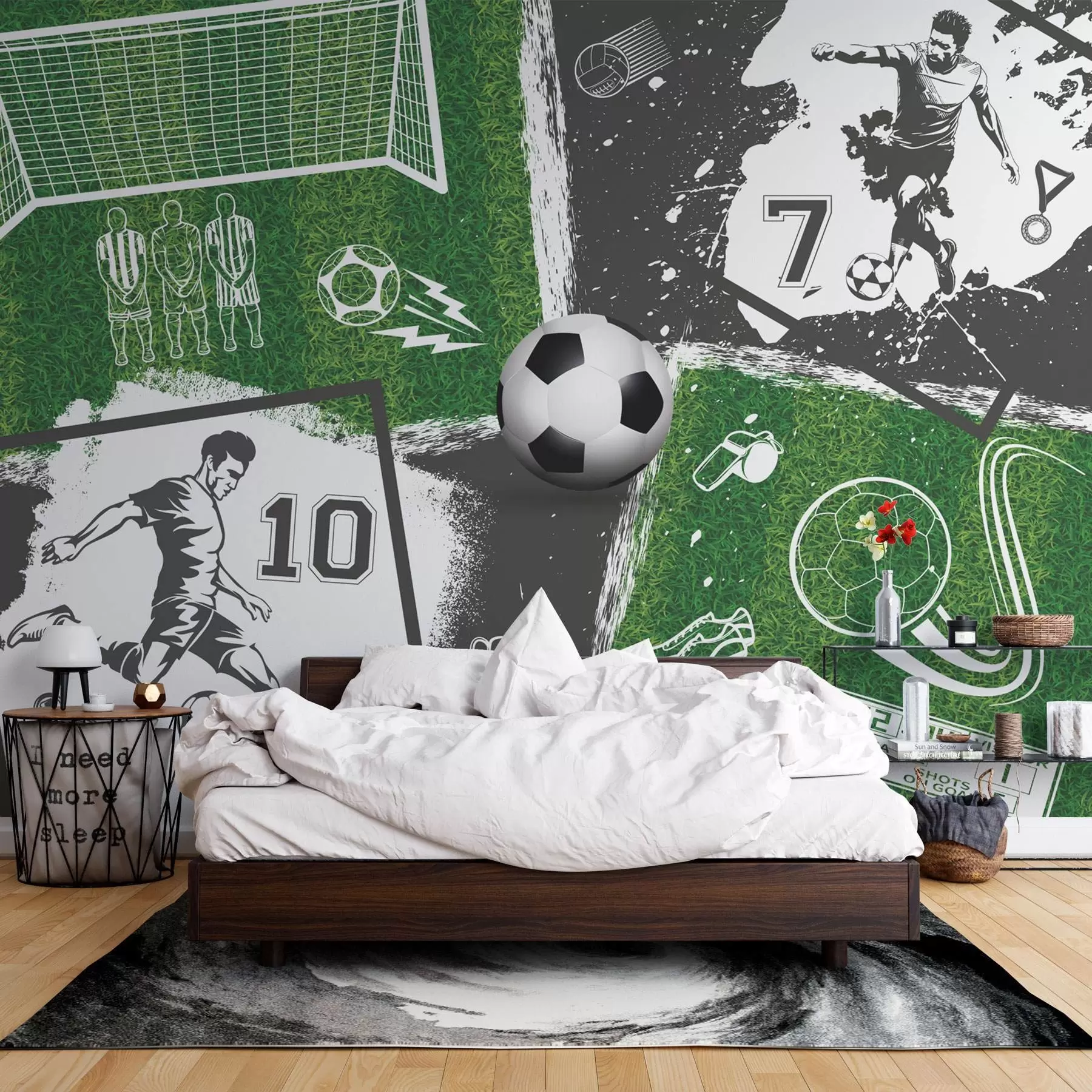 Wall Mural Photo Wallpaper Football players, ball and field w03121