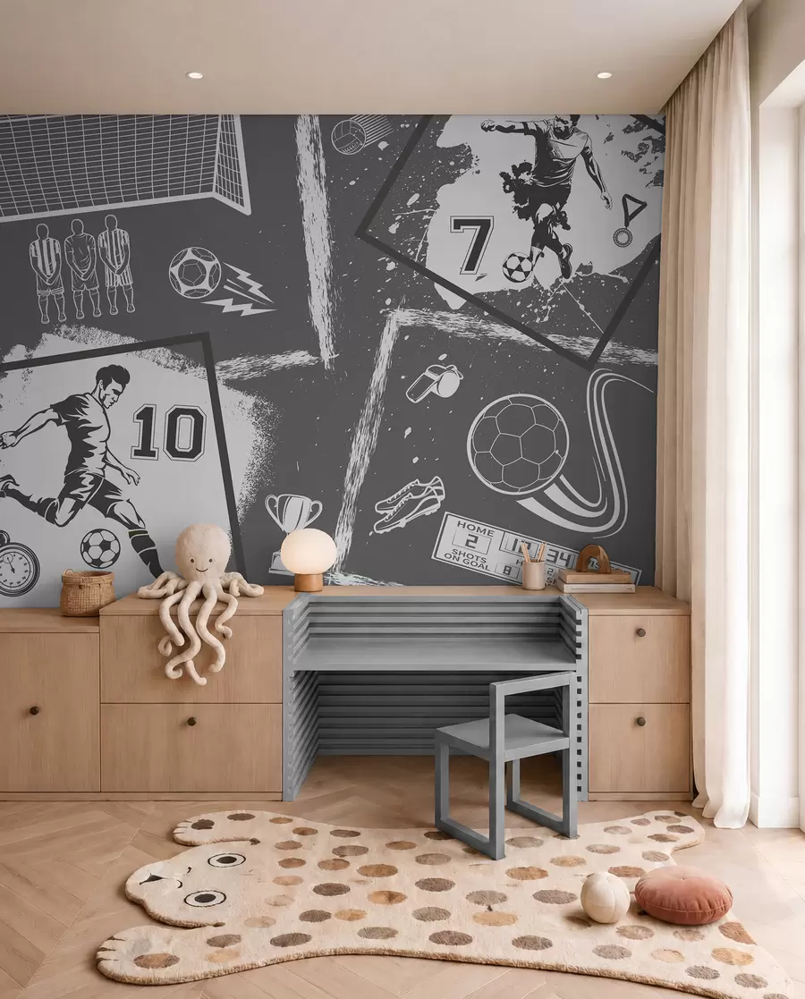 peintures murales Croquis de football — Gris w03122v1