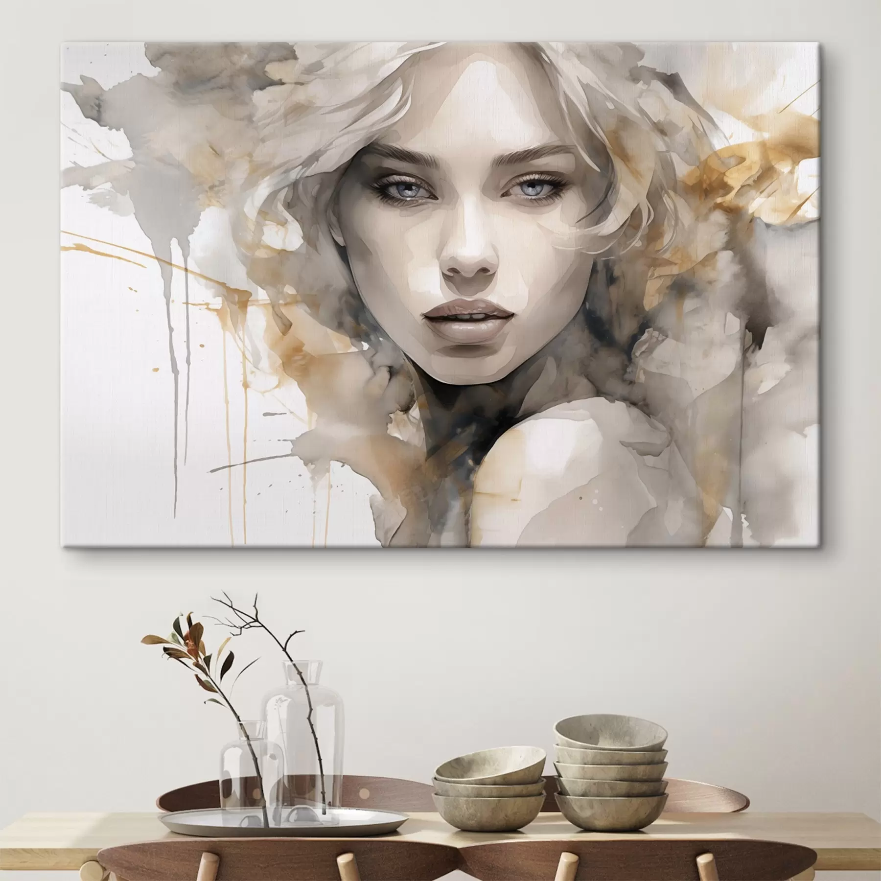 wall murals Elegant artistic portrait of a woman in a watercolor style s42928