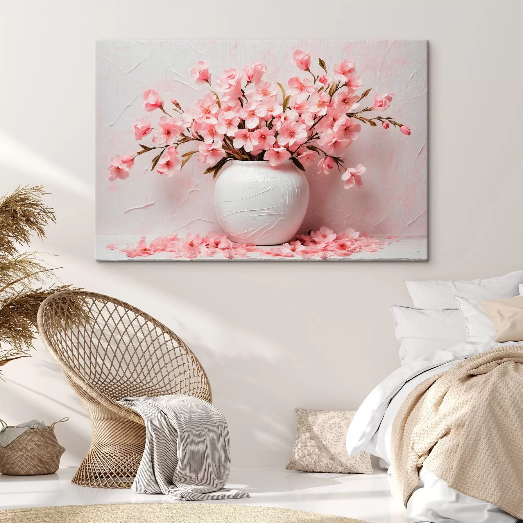 wall murals Pink flowers in white vase s42915