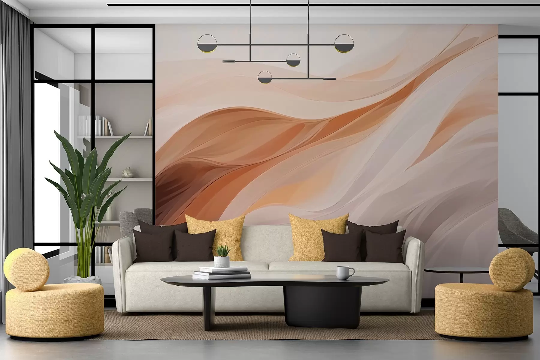 murais de parede Ilustração abstrata de formas onduladas w03141