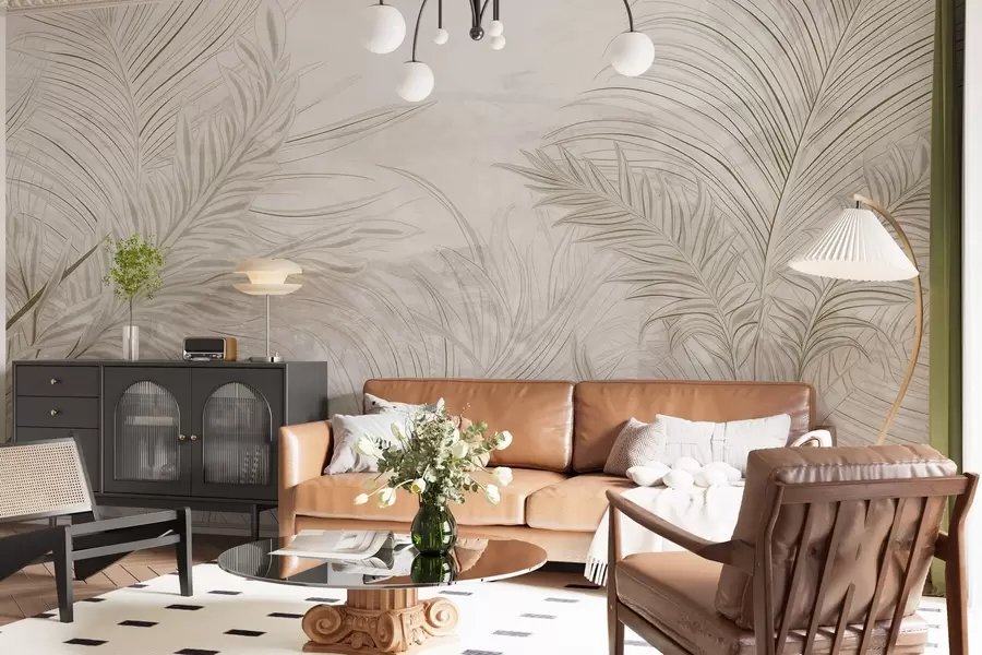 Wall Mural Photo Wallpaper Stylish grunge leaves w03207
