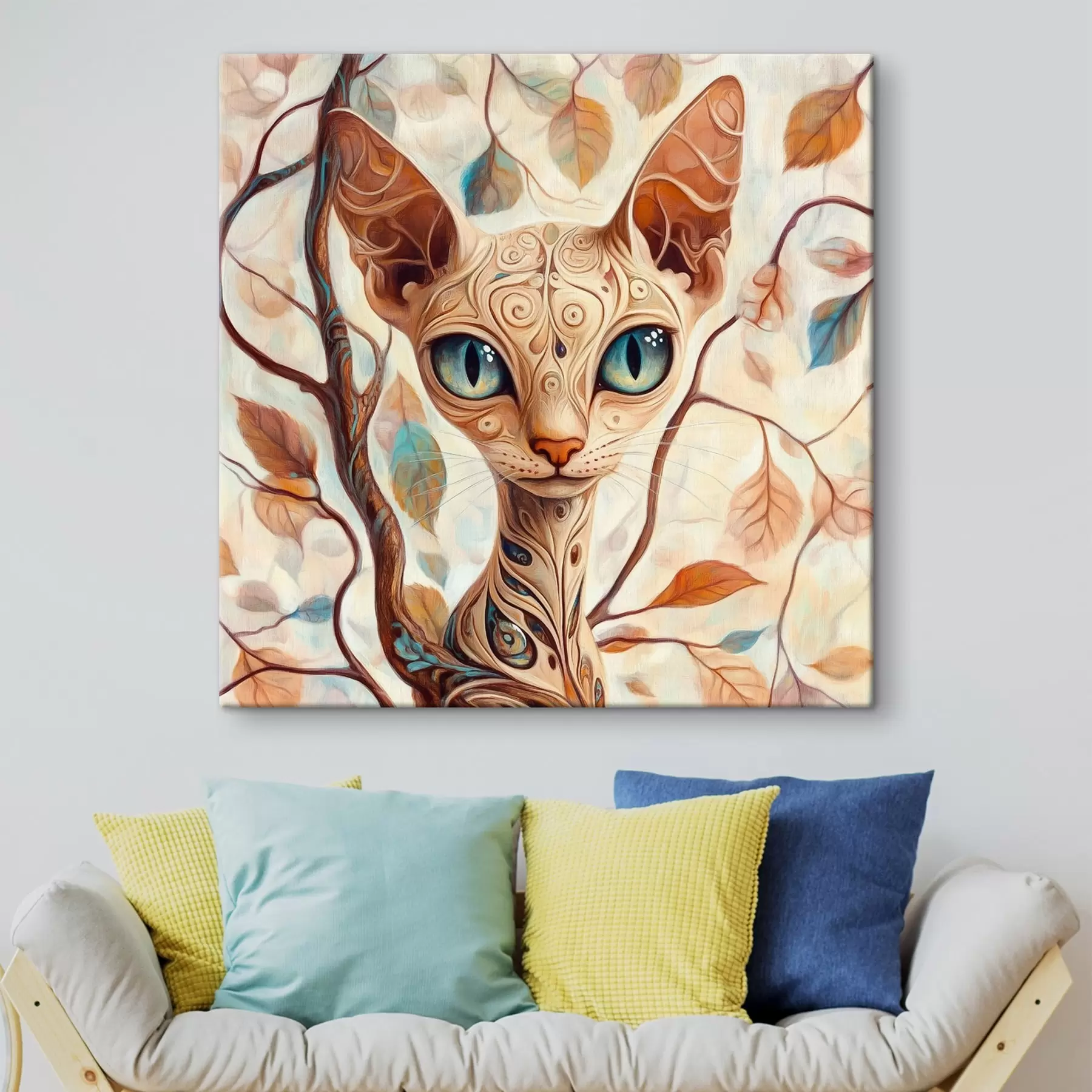 wall murals Kitten and tree branches s42988