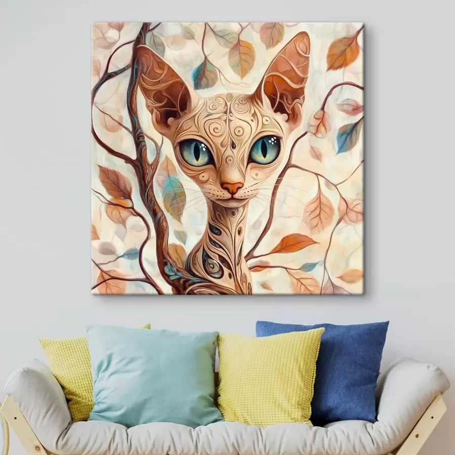 murales Gatito y ramas de árbol s42988