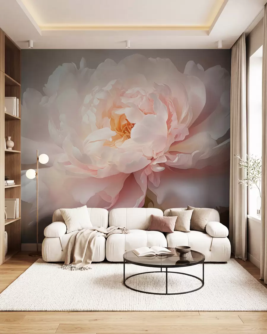 murales Flor de peonía en una delicada paleta de colores w03247