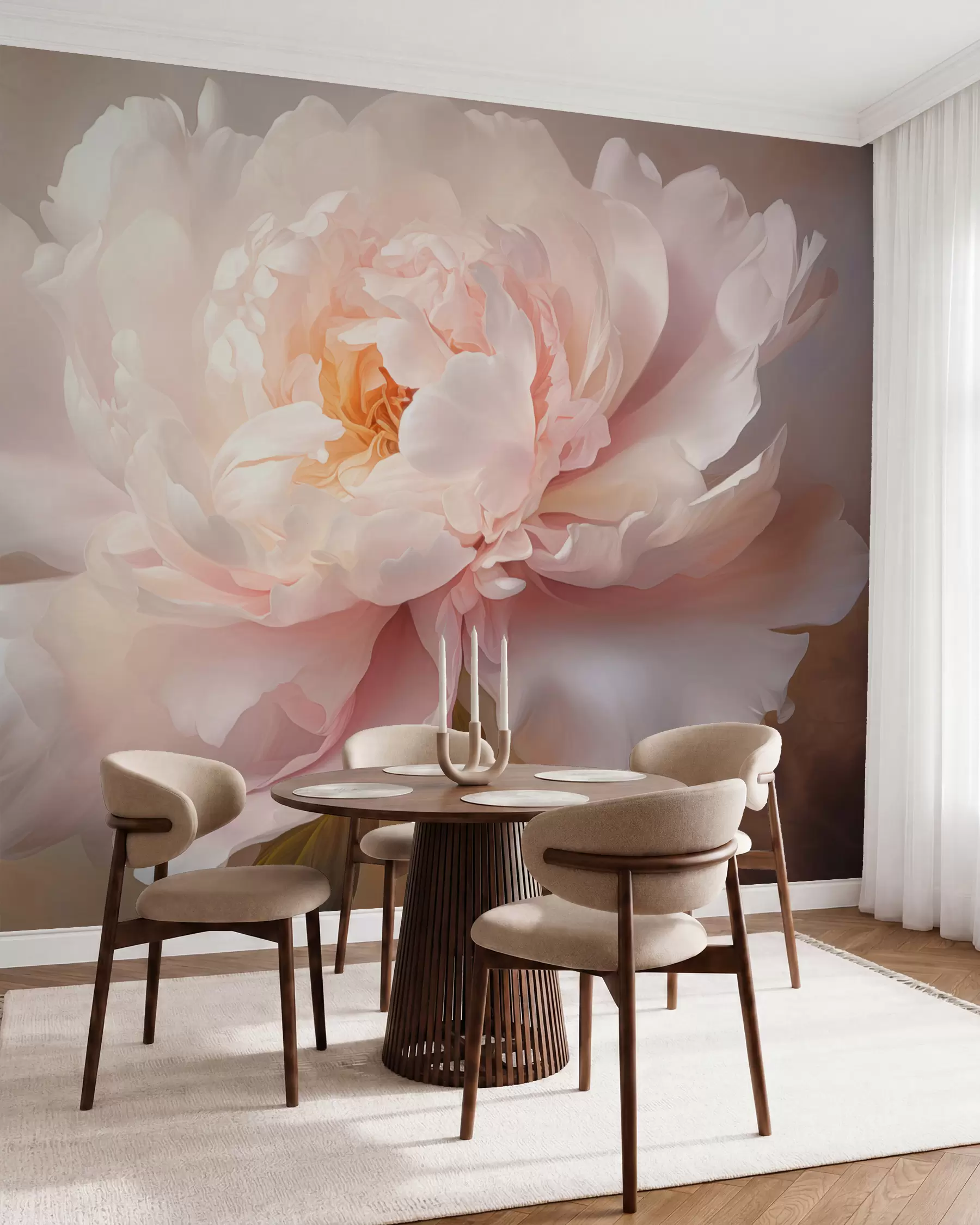 wall murals Peony in Apricot Light w03247