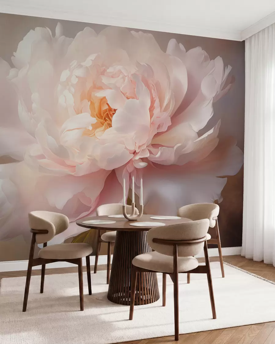 wall murals Blooming peony flower in a delicate color palette w03247