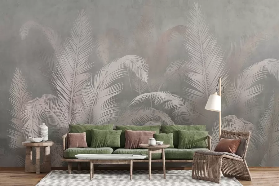 Wall Mural Photo Wallpaper Tropical palm leaves in grunge style w03250v1