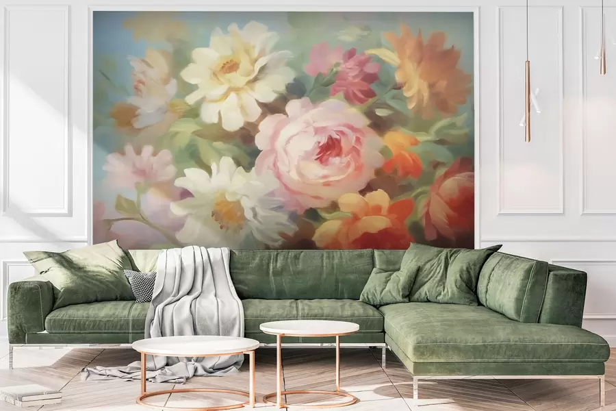 Wall Mural Photo Wallpaper Vintage Colorful Flowers w03219