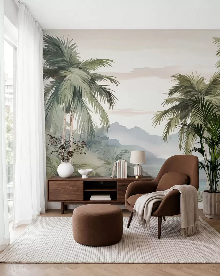 Wall Mural Photo Wallpaper Palm trees imitation watercolor w03267