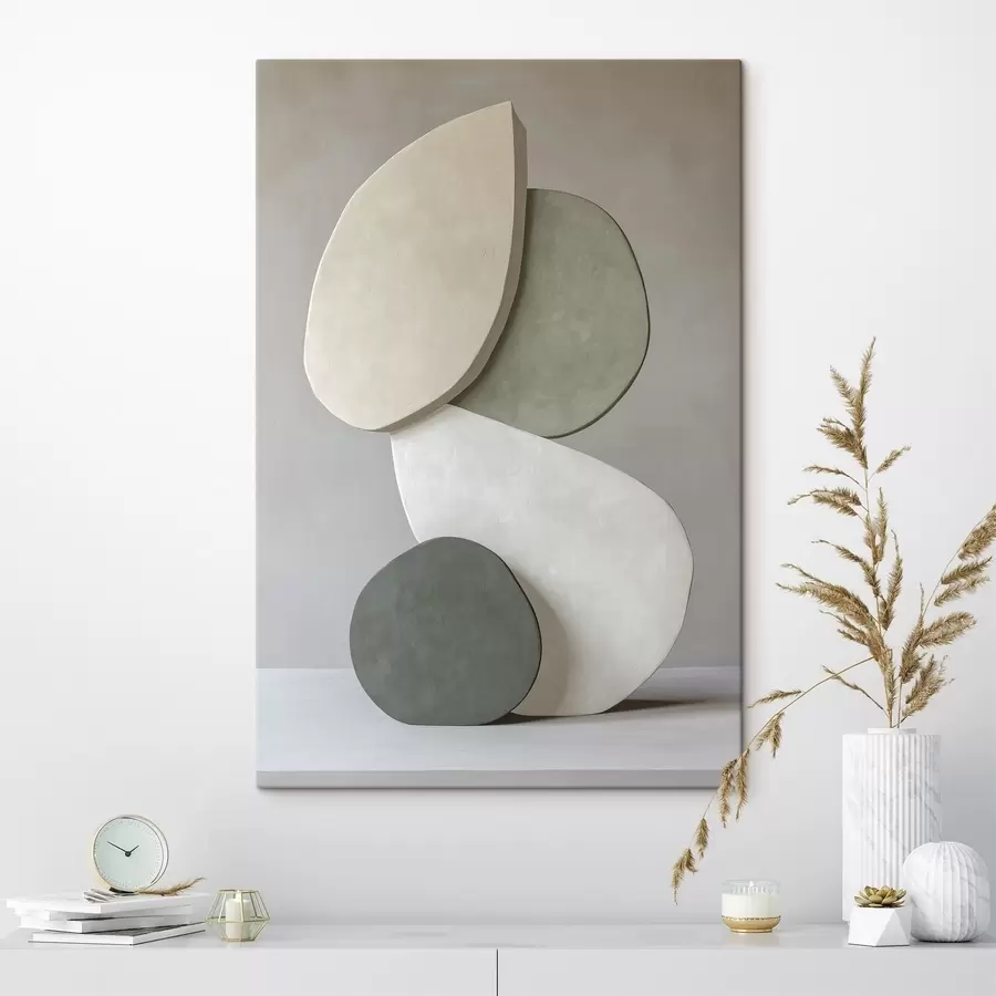 murales Composición con piedras, realismo, colores pastel, iluminación natural s43050