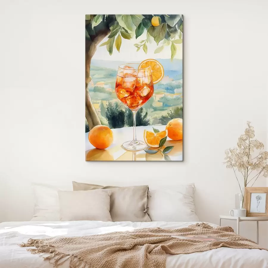 murales Cóctel de verano, Aperol Spritz, naranjas, dibujo estilo acuarela s43058