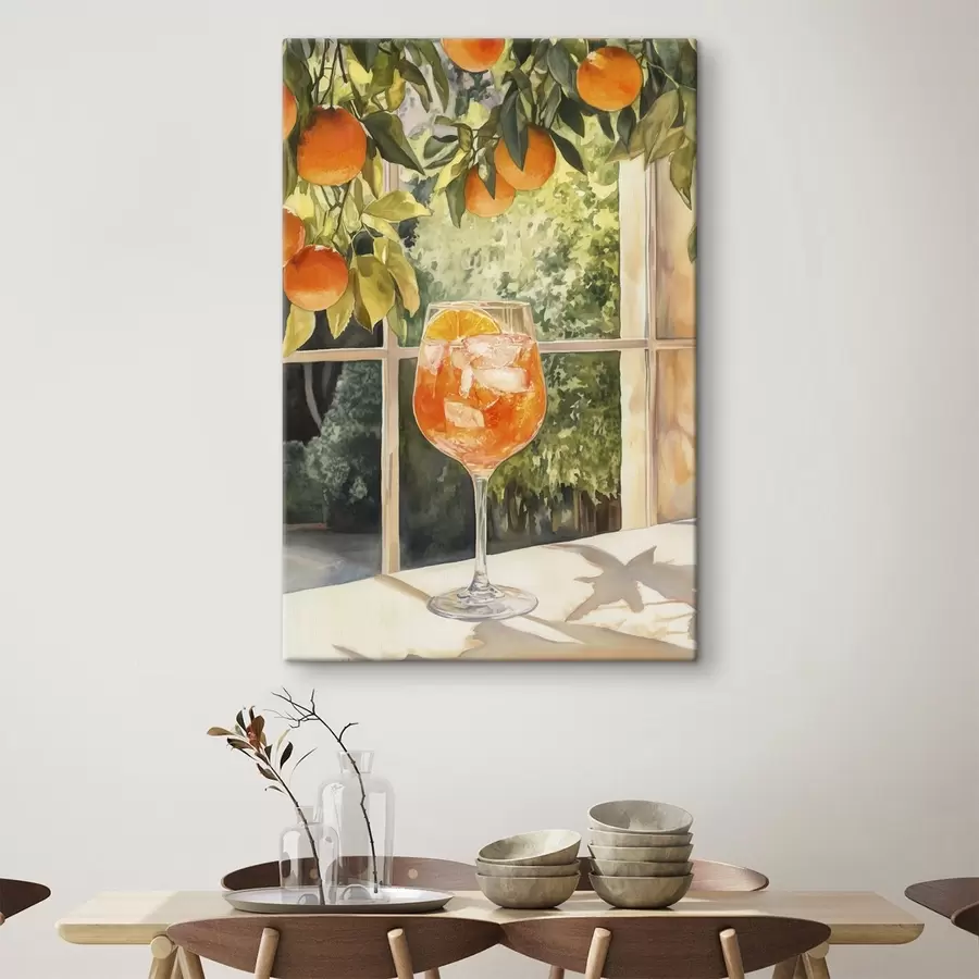 murales Delicioso cóctel con naranjas, estilo rústico, acuarela, naturaleza s43060