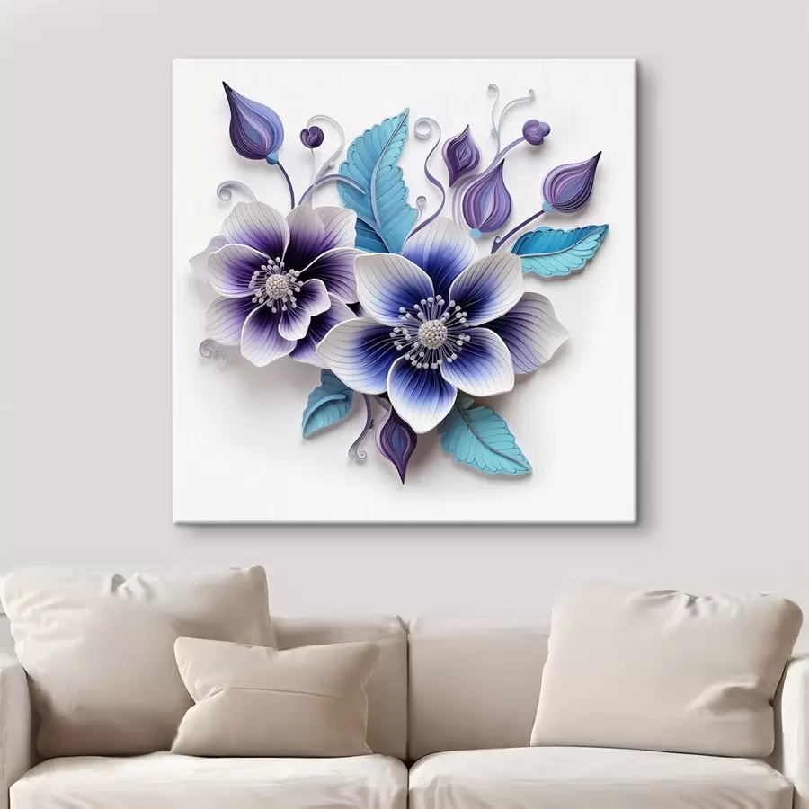 wall murals Delicate blue flowers s43125